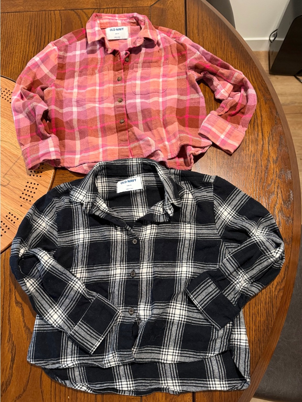 Old Navy Kids Plaid Button-Down Shirts — Pink & Black